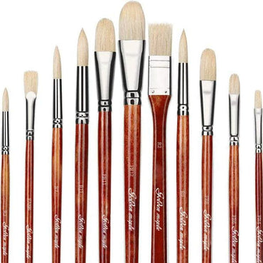 Bougimal 32 Pcs Paint Brushes for Acrylic Painting, Premium Nylon Bristles  with Round, Filbert, Flat, Fan, Angle, Fine Detail Brush, Paint Brush Set