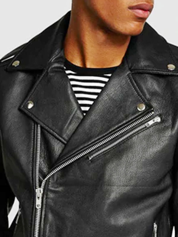 Reclaimed Vintage Leather Biker Jacket With Back Patch