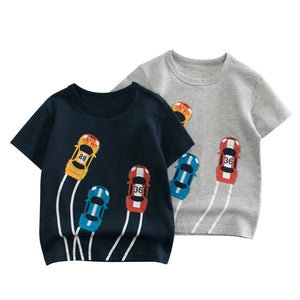 2024 Summer Children's T-shirt Car Print Boys' T-shirt Girls' Top T-shirt Casual Children's Wear - HAANCHHI