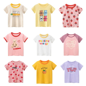 2023 Summer Children Short Sleeve T-shirts For Girl Printed Bear Baby Girl Top 2-8 Years Baby Girl T Shirts Toddler Girl Clothes - HAANCHHI