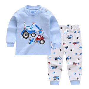 2024 New Kids Boys Girls Pajama Sets Cartoon Print Long Sleeve Cute T-Shirt Tops with Pants Toddler Baby Sleeping Clothing Sets - HAANCHHI