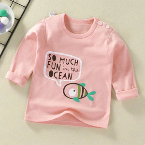 Children's undershirt T-shirt cotton autumn baby new boy cartoon top girl baby long sleeve children's clothes - HAANCHHI