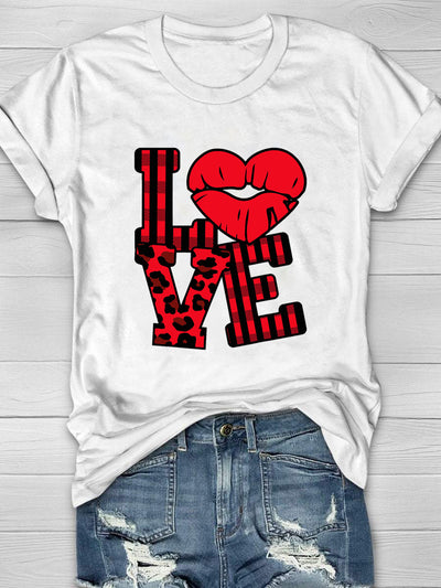 Love Lips Heart Print Short Sleeve T-Shirt