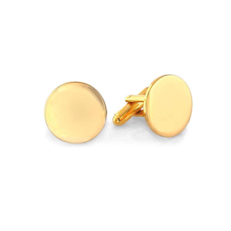 Gold Finish Round Polished Cufflinks