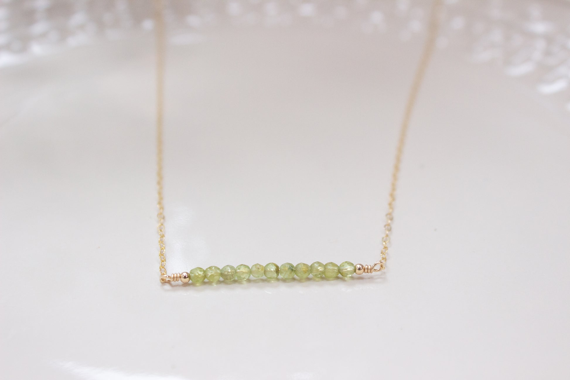 peridot bar necklace