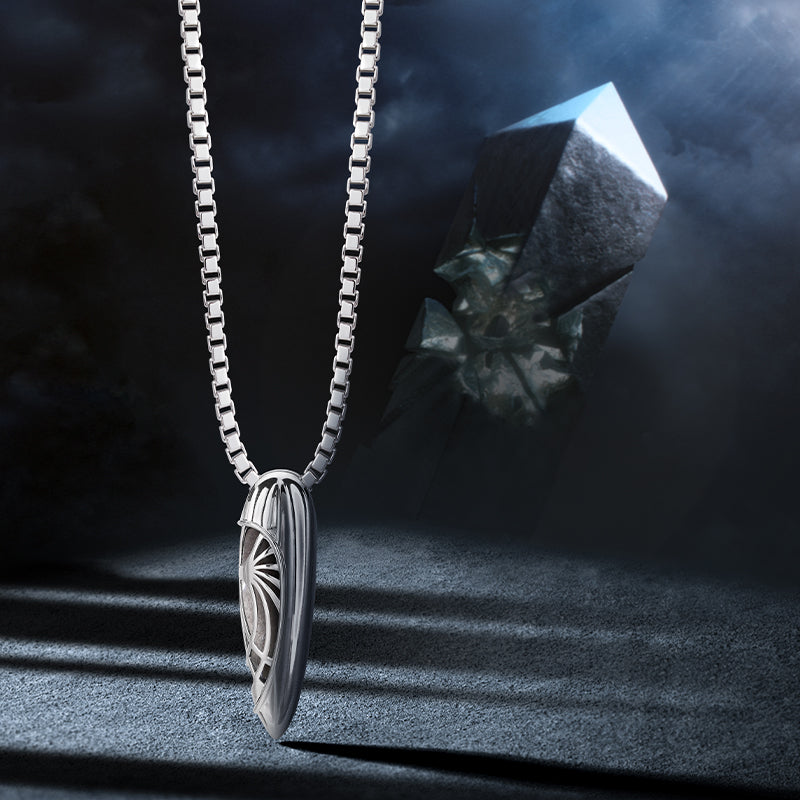 SILVER OBSIDIAN NECKLACE OF TIME CAPSULE
