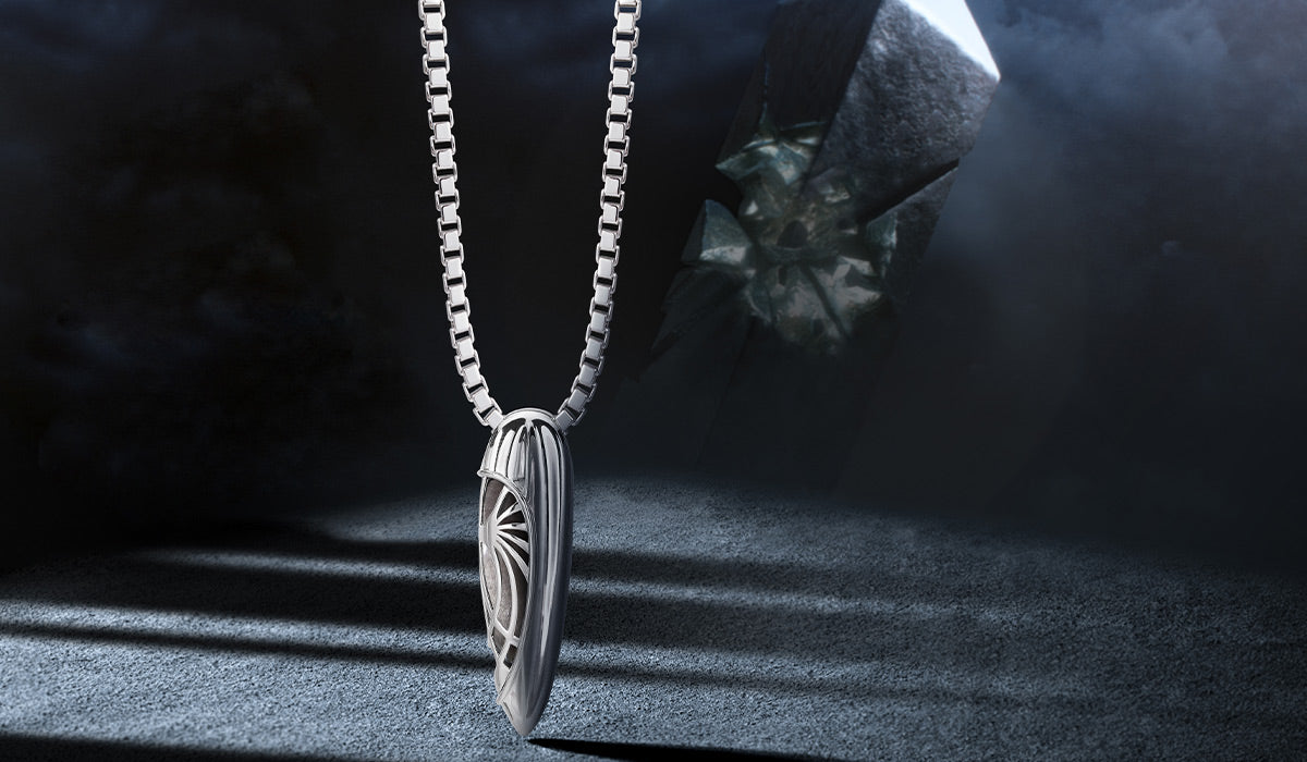 Men's Silver Time Capsule Necklace with Obsidian