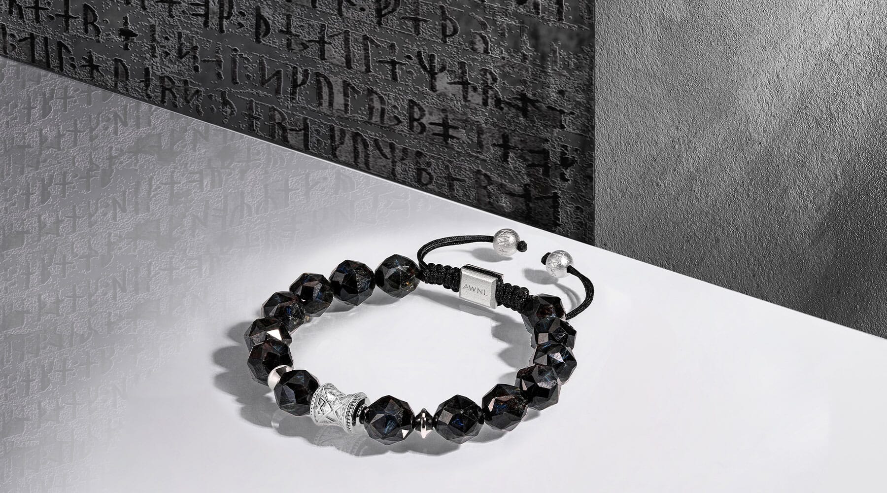 men's nuummite black gemstone bracelet