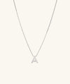 Silver Letter Necklace with initial pendant on a delicate chain, showcasing a sleek, modern design ideal for layering.