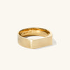 Slim Rectangular Signet Ring showcasing a bold, hexagonal design and square band on a white background.