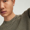 Man wearing a Cable Chain Necklace, posing for a close-up portrait. The necklace is simple and timeless, highlighting his neck and facial features.