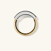 Mixed Tube Ring featuring handcrafted 18k gold vermeil and sterling silver tubes in varying widths, showcasing a versatile and stackable design.