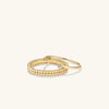 Duo Beaded Stacker Ring: Two gold rings with a beaded texture and diamond accents, handcrafted in 18k gold vermeil.