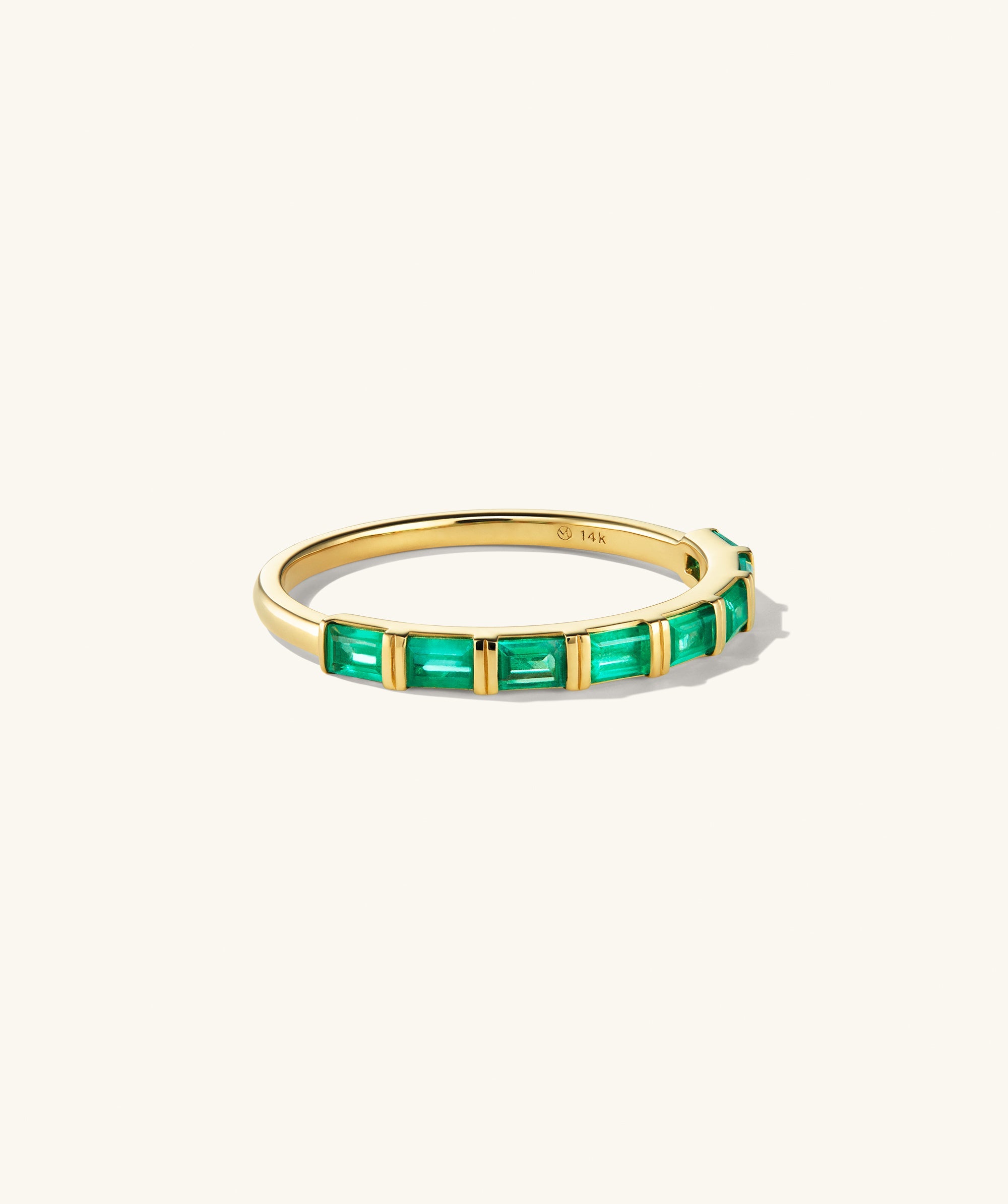 Pranda Baguette Emerald Half Eternity Band