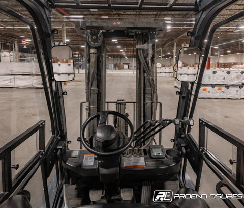 Inside of a forklift