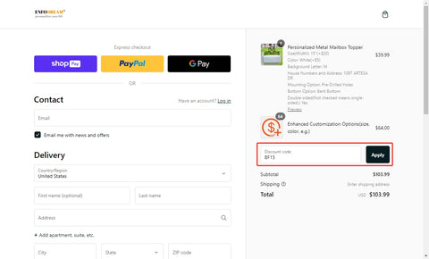 Enter the discount code, such as BF15, in the discount code input box, then click the Apply button.
