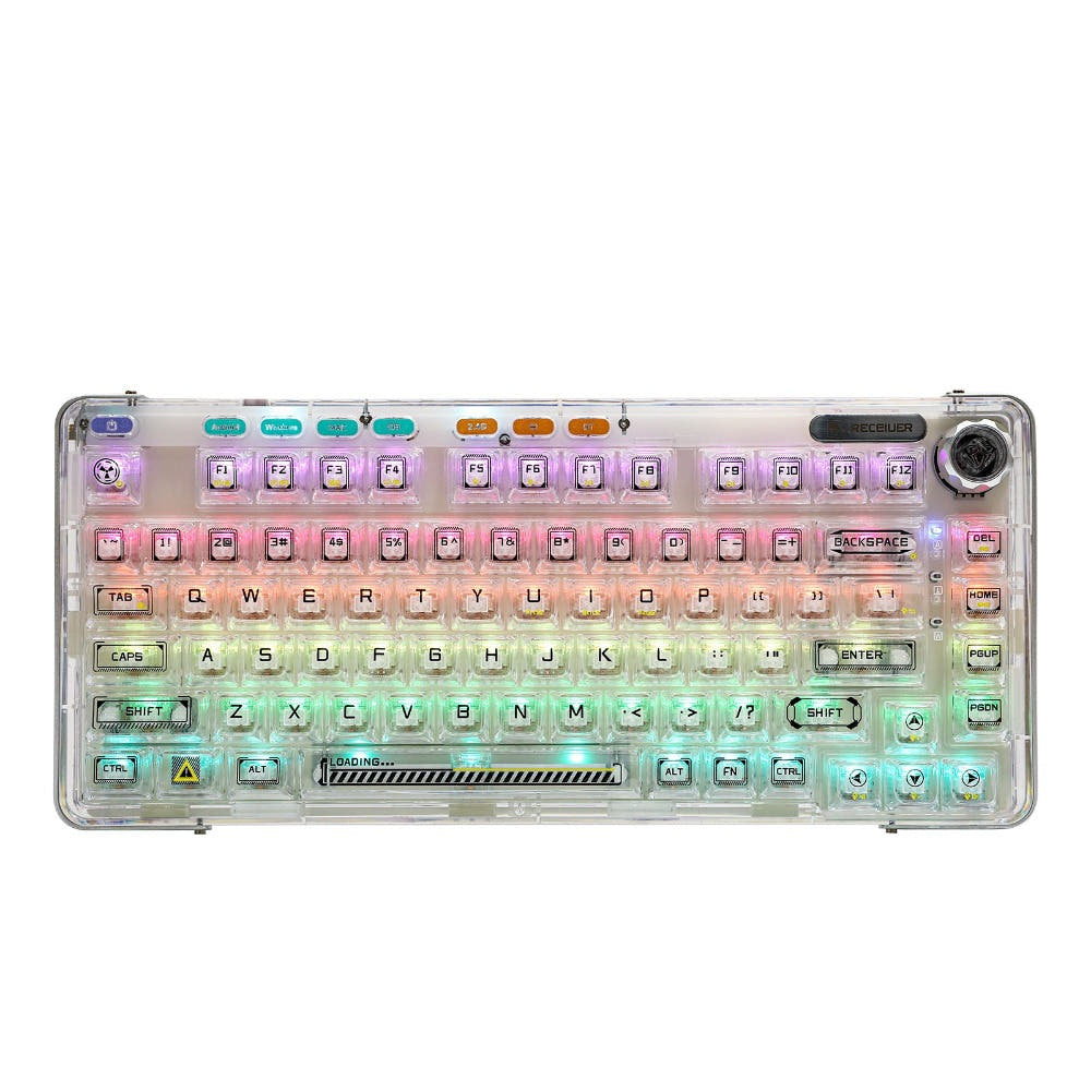 AULA F81 Gasket Hot-Swappable Transparent Mechanical Keyboard F81 White / Ice Crystal Switch
