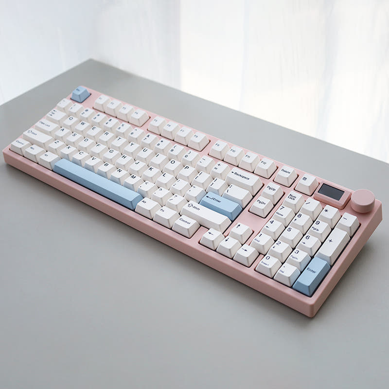 Keydous NJ98 Pink Mechanical Keyboard Pink / Taro Ice Cream Pro / Steel