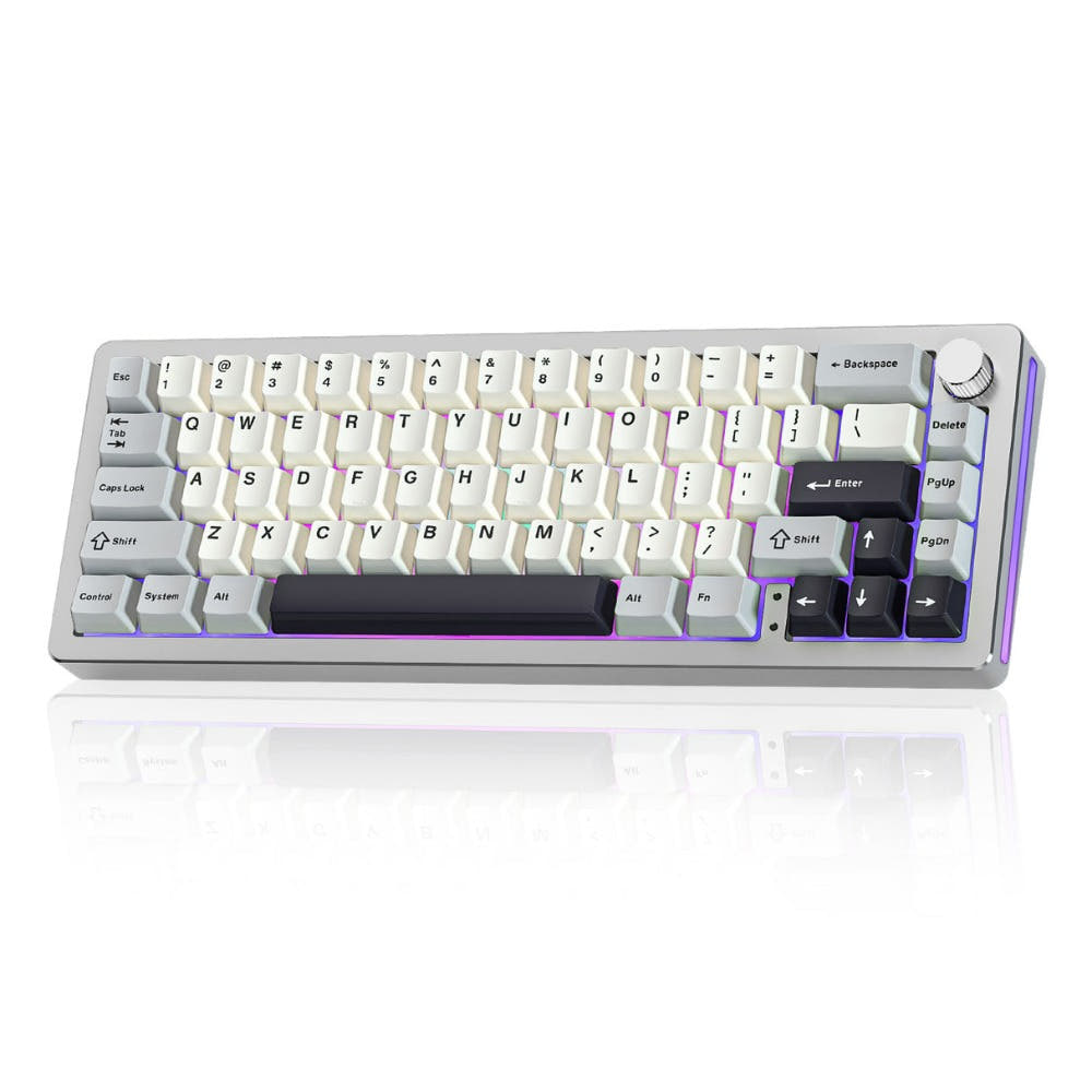 YUNZII AL66 Knob Aluminum Wireless Mechanical Keyboard Silver / Milk Switch