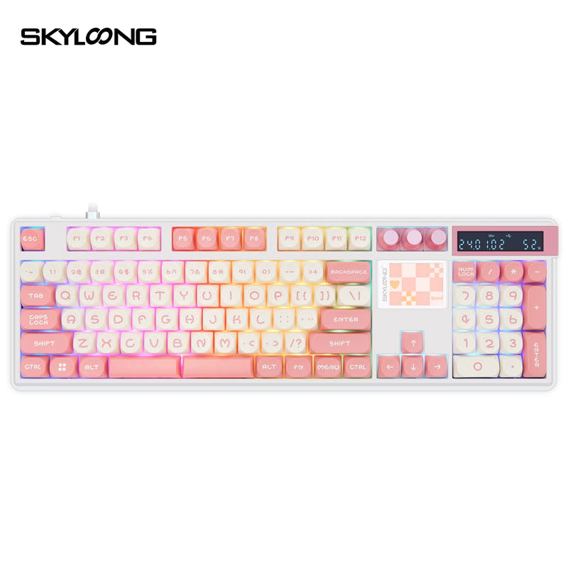 Skyloong Gk104pro Double Screen Gasket Mechanical Keyboard Gk104pro-Pink / Hyacinth pro