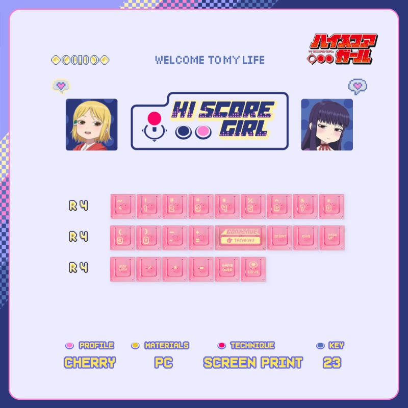 Titan Nation Hi Score Girl Cherry Profile PC Keycaps Set