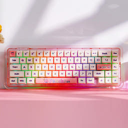 FirstBlood B67 Full Acrylic Gasket Mount Mechanical Keyboard as variant: Peach Pink / Kailh Clione Limacina Linear