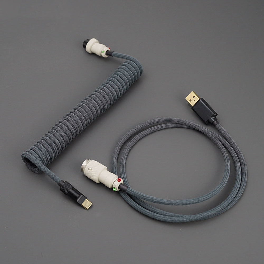 YUNZII Silver Grey 2.0 Custom Coiled Aviator USB Cable