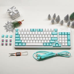 MONKA AE98 Gasket Hot-swap Three Mode Mechanical Keyboard as variant: Tiffany Blue / Sakura Pink