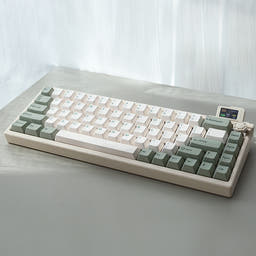 Keydous NJ68 Pro Three Mode Mechanical Keyboard as variant: Steel / Green / Strawberry Ice Cream Pro