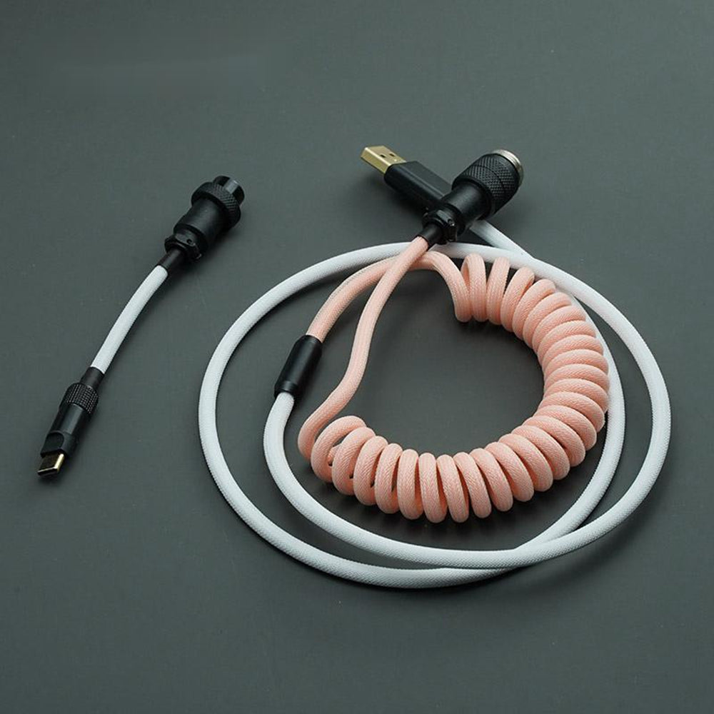 YUNZII Pink White/Milk Cream/Romance Custom Coiled Aviator USB Cable