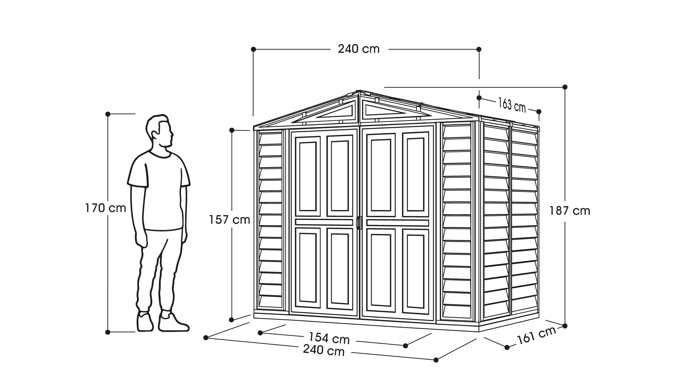 DuraMate Garden Walk-in Storage Shed 8x5.5ft-Cosmoplast  UAE