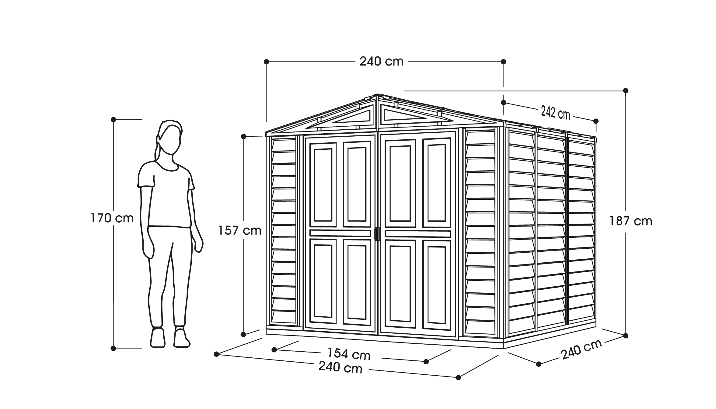 DuraMate Garden Storage Shed 8x8ft- Cosmoplast UAE