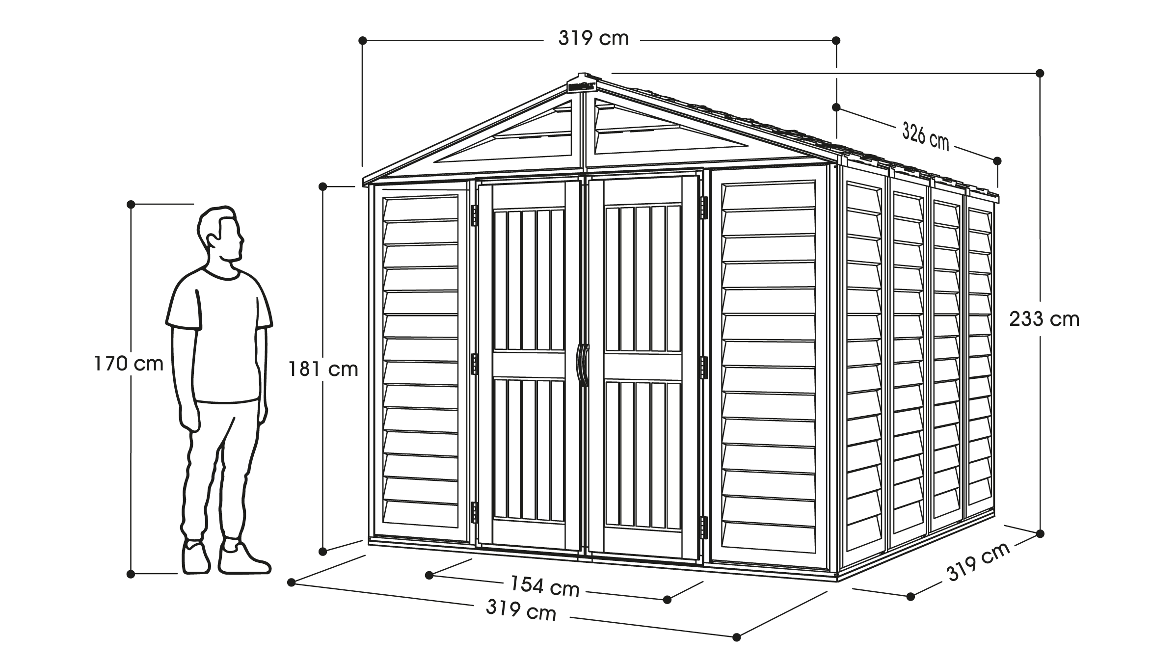 WoodBridge PLUS 10.5x10ft | Walk-in Shed | Cosmoplast