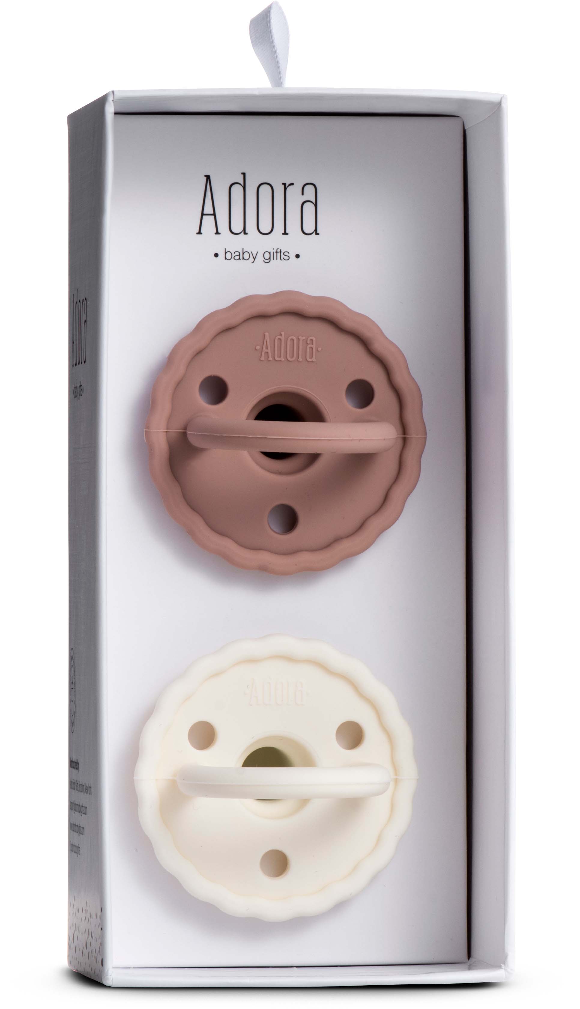 Adora Two Pack Scalloped Pacifiers - Mauve/Vanilla