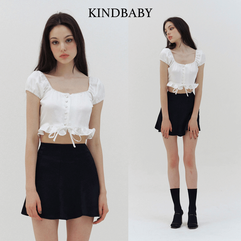 KINDABABY★IVEウォニョン着用★Baby White Semi Crop Blouse