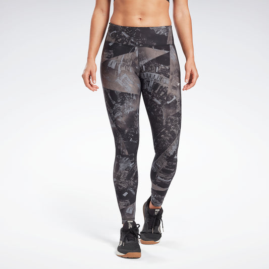 Reebok Apparel Women Lux Bold Camo Print Leggings Black