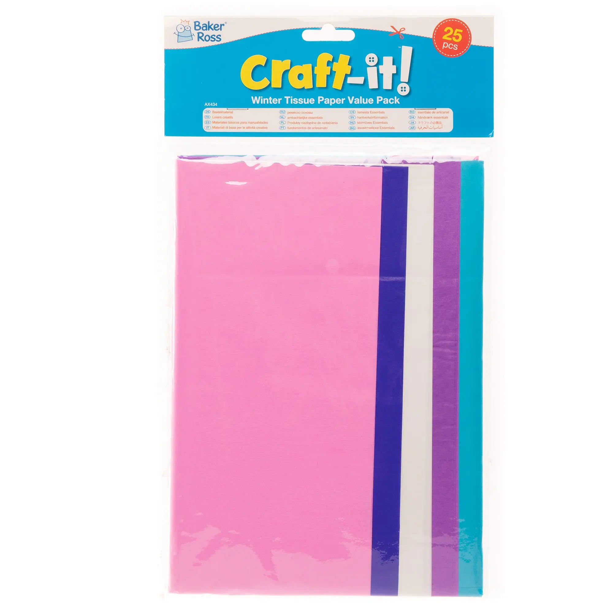 Baker Ross Pastel Tissue Paper Value Pack (Pack of 25) Perfect for Kids Spring Themed Arts and Crafts