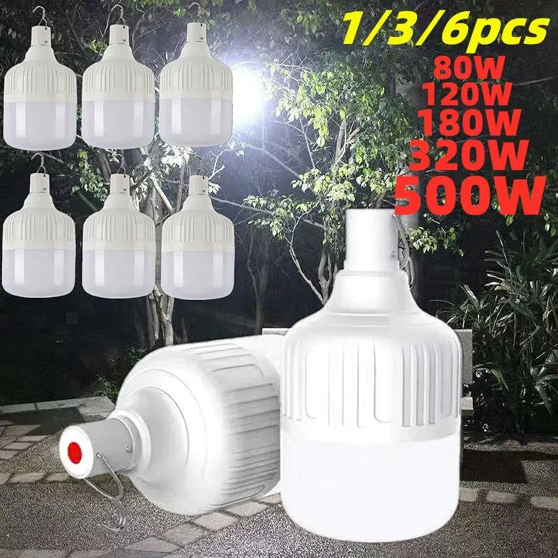 1-6pcs USB Rechargeable LED Emergency Lights Outdoor Portable Lanterns Emergency Lamp Bulb Battery Lantern BBQ Camping Light