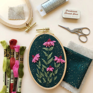3D Coneflowers Intermediate Hand Embroidery Kit by Melissa Galbraith for M Creative J - Smartisans