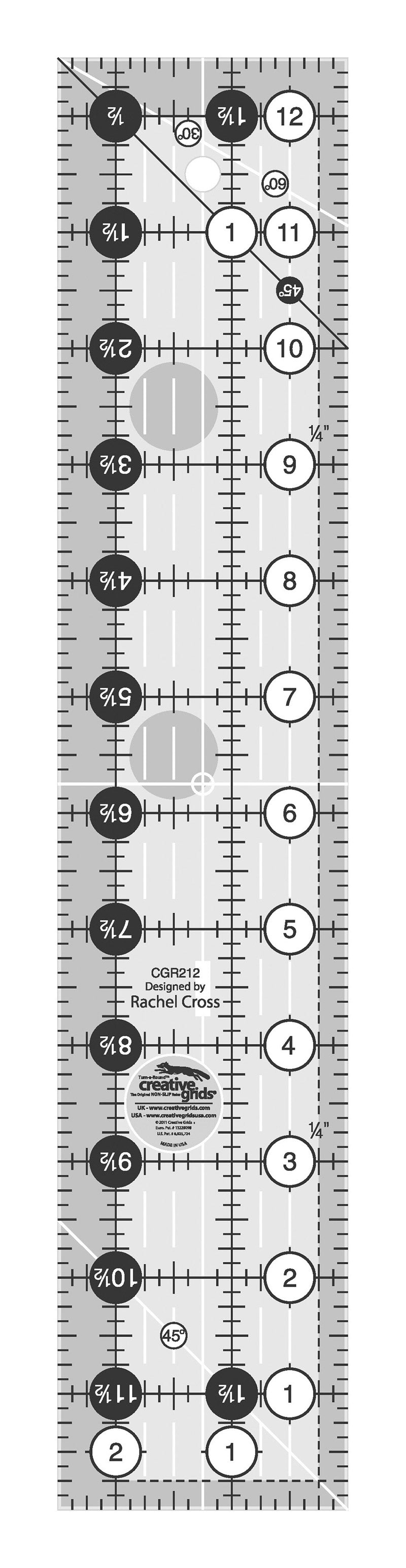 Creative Grids 12-1/2-Inch X 18-1/2-Inch Rectangular Quilt Ruler (CGR1218)