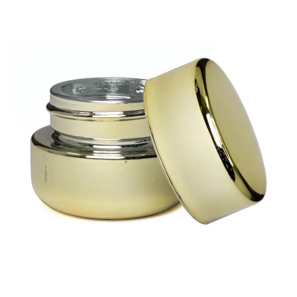 5 Ml GOLD Chrome Round Glass Concentrate Jar With GOLD Chrome Cap - 480 Count