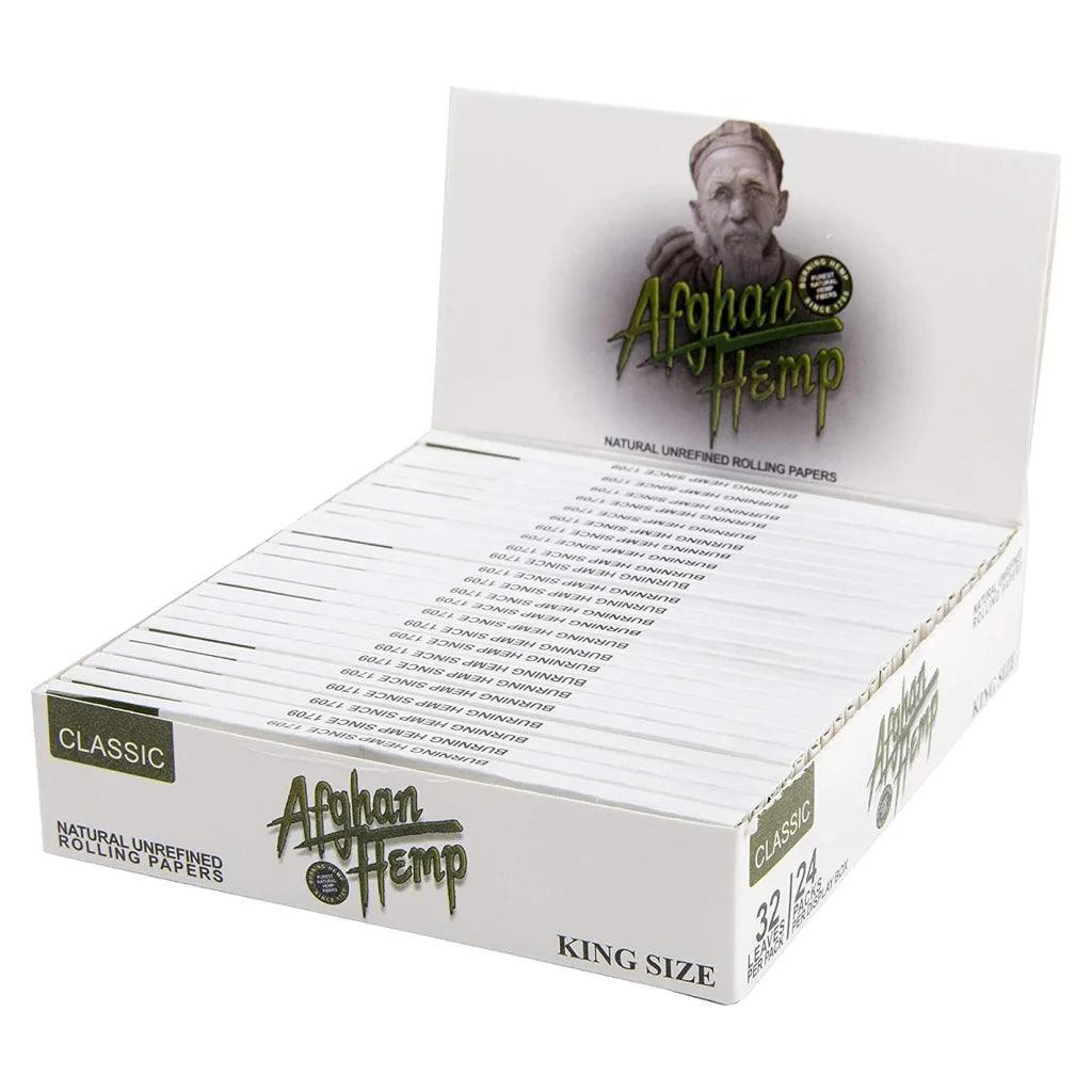 Afghan Hemp Classic Series Natural Unrefined King Size Rolling Papers - 24 Pack