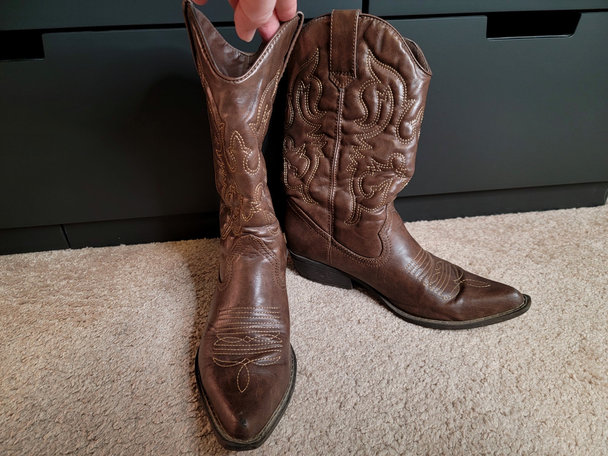 Size 8 Brown Steve Cowgirl Boots - Fanta