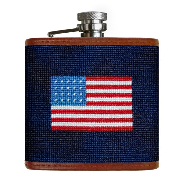 American Flag Needlepoint Flask in Navy by Smathers & Branson – Logan's