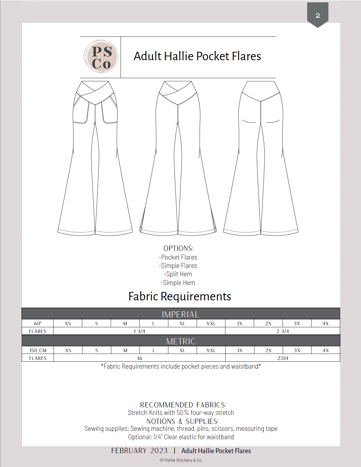 Adult Hallie Pocket Flares – Petite Stitchery