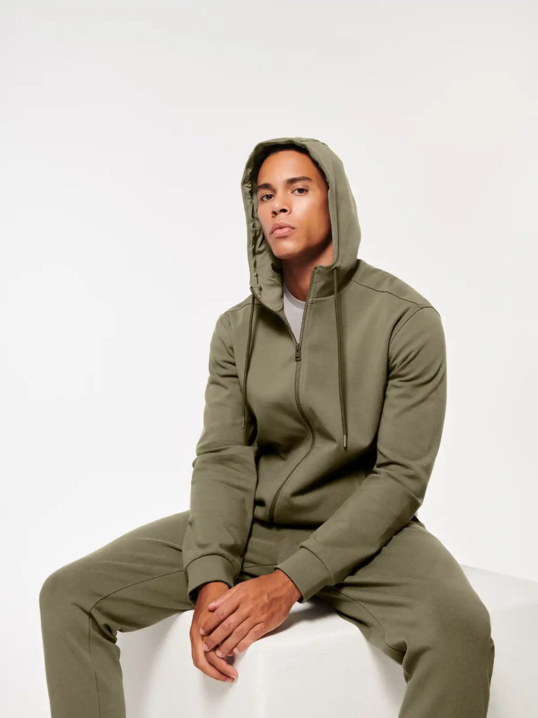 Men's Extended Essential Short Sleeve Side Zip Hoodie 