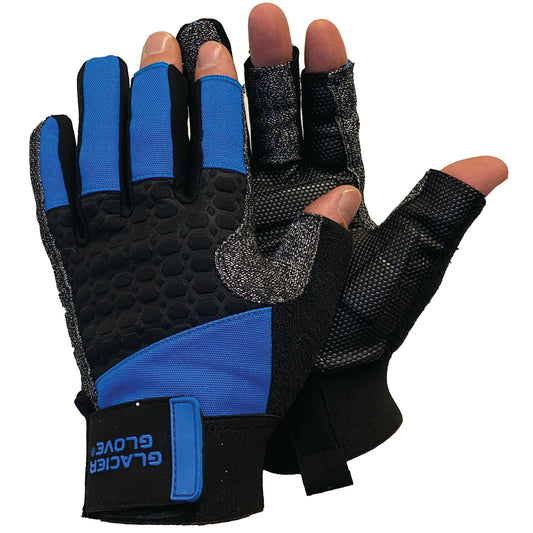 High Performance Fingerless Blue Shatter Gloves - Modern Outdoor Tackle