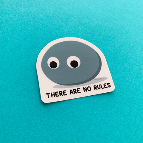 There Are No Rules rock with googly eyes sticker