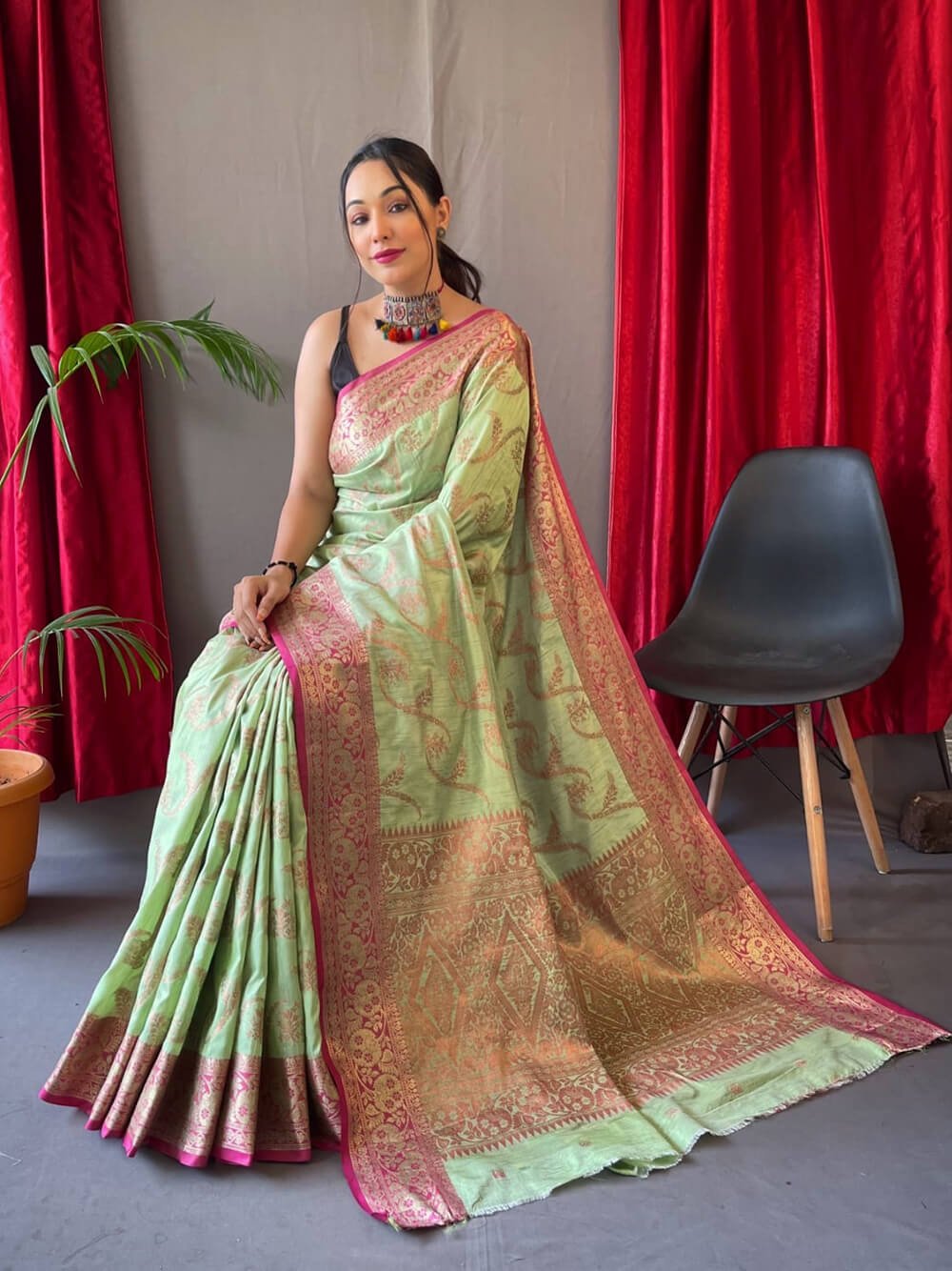 Ladies Fancy Tissue Linen Saree, With Blouse Piece at Rs 1050 in Bhagalpur