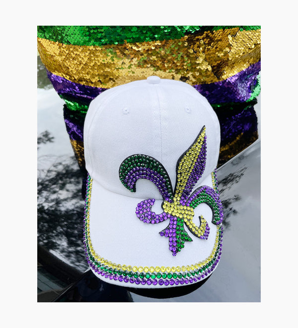 Mardi Gras Hat, Cap, Baseball, Mardi Gras, New Orleans,   Bling, Rh